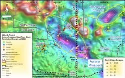 Drill targets (orange dots) Aurora Prospect