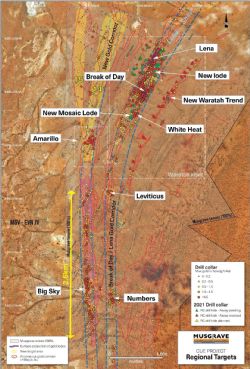 Figure 1: Regional plan showing drill hole collars and significant prospect locations