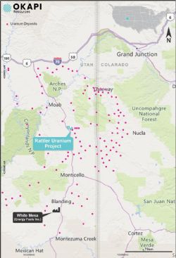 Figure 2: Location of the Rattler Uranium Project in Utah, USA
