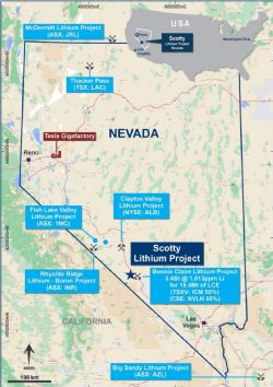 Figure 1 – Location of the Scotty Lithium Project, Nevada