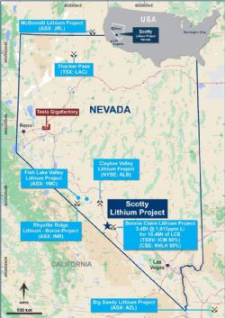 Figure 1 – Location of the Scotty Lithium Project in Nevada, USA