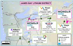 Figure 1 – James Bay Lithium Projects
