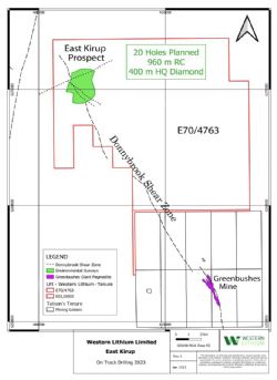 Figure 1: Location of the drilling program north-west of the Greenbushes lithium mine
