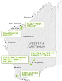 Figure 2: Location of Western Lithiums properties in the Greenbushes region