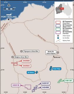 Figure 5: QXR Hard rock Lithium Projects – Pilbara region