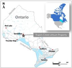 Figure 3: Location of the Rogers Creek Lithium Property.