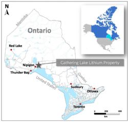 Figure 7: Location of the Gathering Lake Lithium Property.