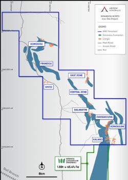 Figure 3: Simandou Iron Project Canga DSO Fe target prospect location plan
