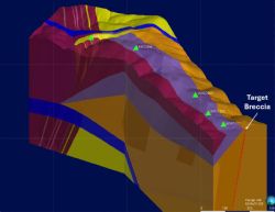 Figure 2; Isometric view to the NW of the El Campo REE Prospect
