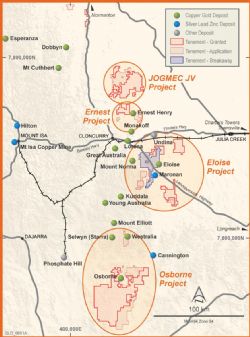 Figure 1: Location of Minotaur’s Osborne Project area, south of Cloncurry