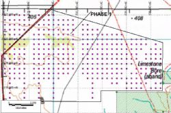 Figure 2. Purple dots in the Phase 1 polygon denote RC holes planned for the current drilling campaign