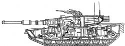 Figure 1: A conventional manned tank turret showing 3 crew who all rotate with the gun position, suspended inside the tank.