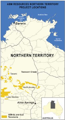 Figure 1. Map of ABM’s tenements in the Northern Territory.