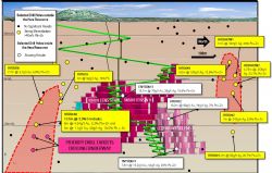 Long Section of Hera Deposit showing planned development, and drilling results