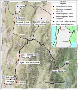 Figure 1: The location of the Porvenir project and proposed Olacapato plant in northern Argentina