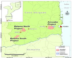 Figure 1: Overview of the Balama and Ancuabe exploration license areas