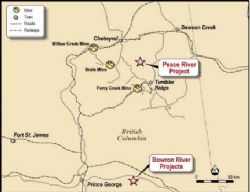 Peace River Coal Project and Bowron River Coal Project Locations
