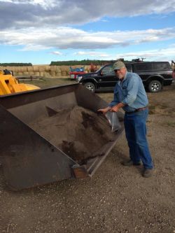 Peter Lundgard from Natures Way Farm Ltd with a sample of Wapiti ground rock phosphate