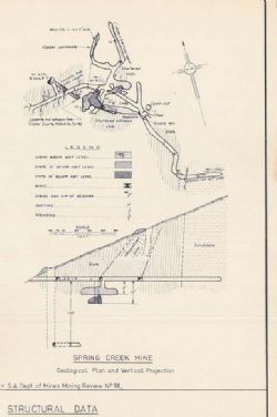 Figure 1. Schematic of Spring Creek Mine in plan and section, showing mine workings.