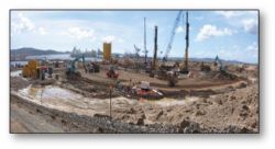 Figure 2: Site Construction at Fisherman’s Landing (March 2010) showing Earthworks and Tank Piling Deep Soil Mixing