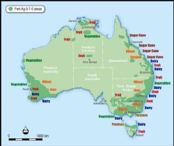 Figure 1 Agriculture areas in Australia suitable for Fert-Ag 0-7-0 use
