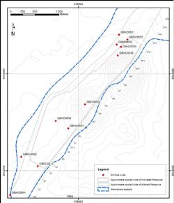 Figure 1. Plan showing significant drilling results at Nicanda Hill on License 5966