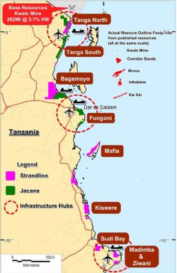 Figure 1. Dominant Mineral Sands Position in Tanzania