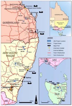 Figure 3: ABx Project tenements and major infrastructure in eastern Australia