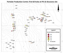 Figure 2: First 68 drillholes at the PR-18 bauxite discovery, Portside Production Centre