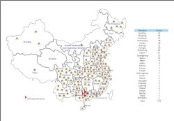 Figure 1: Location of TTC’s four new clinics: Guangxi Province.
