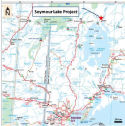 Figure 1: Location of Seymour Lake Project (230km north-northeast of Thunder Bay)