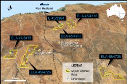 Figure 1: Pilbara project area and new tenement acquisition ELA 45/4738
