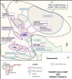 Figure 2: Triumph gold camp and priority targets.