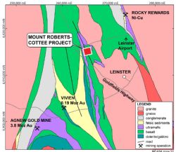 Figure 1. Location map of the Mt Roberts-Cottee Project near Leinster and the Agnew Gold Camp in Western Australia.