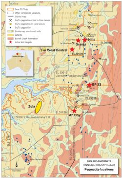 Figure 3. Initial drill target locations, Finniss Lithium Project, NT.