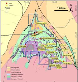 Figure 1. Sandstone Prospects Over Regional Geological Interpretation