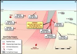 Good Friday Prospect showing potential high-grade gold shoot on Long section