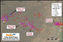 Gold in soil results over the most advanced Prospects at the Cobar Gold Project