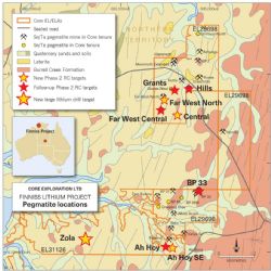 Figure 5. Drill target locations, Finniss Lithium Project, NT.