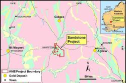 Regional Geological Plan showing Location of Sandstone Gold Project