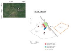 Figure 1. Map of Alpha Ruby deposit & new plant location adjacent to the pit