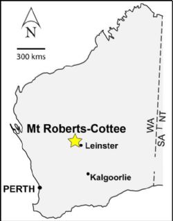 Location of the Mt Roberts-Cottee project near Leinster in Western Australia