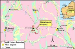 Regional Geology showing Greenstone Belts and Location of Sandstone Project