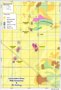 Troy Plan showing Prospects and Drilling along the Musketeer- Indomitable Shear Zone