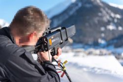 DroneGun in action, operated by the Swiss police agency Police cantonal Graubünden at Davos, Switzerland, during the January 2017 World Economic Forum