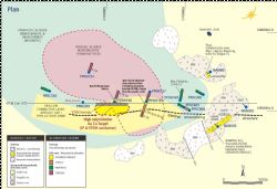 Figure 1: Nankivel epithermal/porphyry copper gold prospect: Interpretive geology and target plan