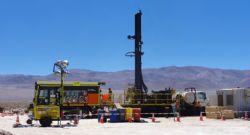 Figure 2: Sonic drilling rig setting up on one of the drill sites