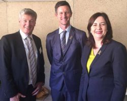 From left to right: Genex Power Executive Director Simon Kidston, the Minister for Energy, Biofuels and Water Supply Hon. Mark Bailey MP, the Queensland State Premier Hon. Annastacia Palasczcuk.