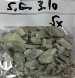 Sample of coarse lithium concentrate (Spodumene) created with DMS at the specific gravity of 3.10.
