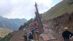 Drill rig completing ERC17-001 at the Quartz Zone.